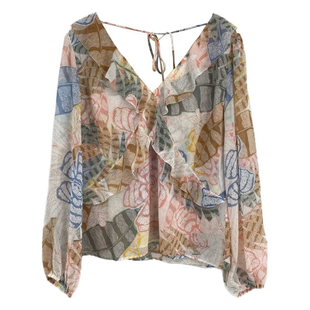 White House Black Market Pink Floral Ruffle Blouse | Size L
